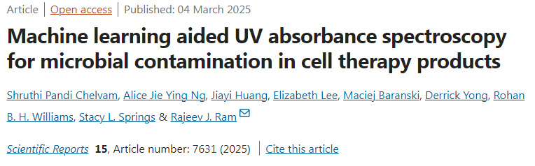 機(jī)器學(xué)習(xí)輔助的紫外吸收光譜技術(shù)用于細(xì)胞治療產(chǎn)品中的微生物污染檢測