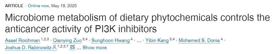  膳食植物化學物質的微生物組代謝調控PI3K抑制劑的抗癌活性
