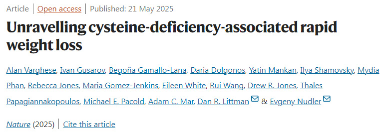  解析半胱氨酸缺乏相關體重快速下降現象