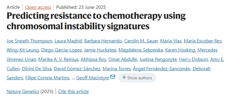 利用染色體不穩(wěn)定性特征預(yù)測(cè)化療耐藥性