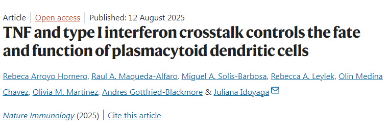 TNF與I型干擾素串擾調控漿細胞樣樹突狀細胞的命運與功能 TNF與I型干擾素串擾調控漿細胞樣樹突狀細胞的命運與功能