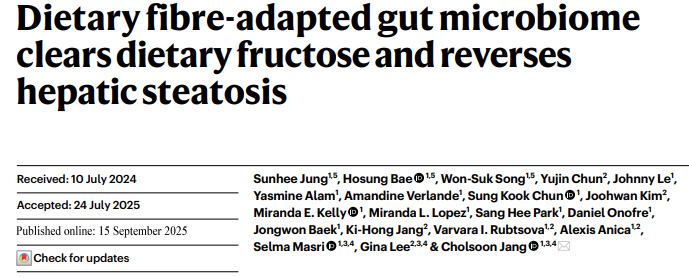 適應膳食纖維的腸道菌群清除膳食果糖并逆轉肝臟脂肪變性 適應膳食纖維的腸道菌群清除膳食果糖并逆轉肝臟脂肪變性