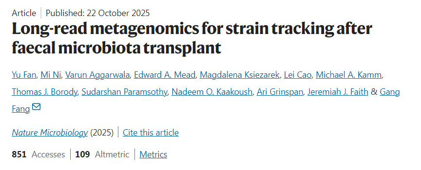 糞菌移植后應(yīng)用長(zhǎng)讀長(zhǎng)宏基因組學(xué)進(jìn)行菌株追蹤 糞菌移植后應(yīng)用長(zhǎng)讀長(zhǎng)宏基因組學(xué)進(jìn)行菌株追蹤